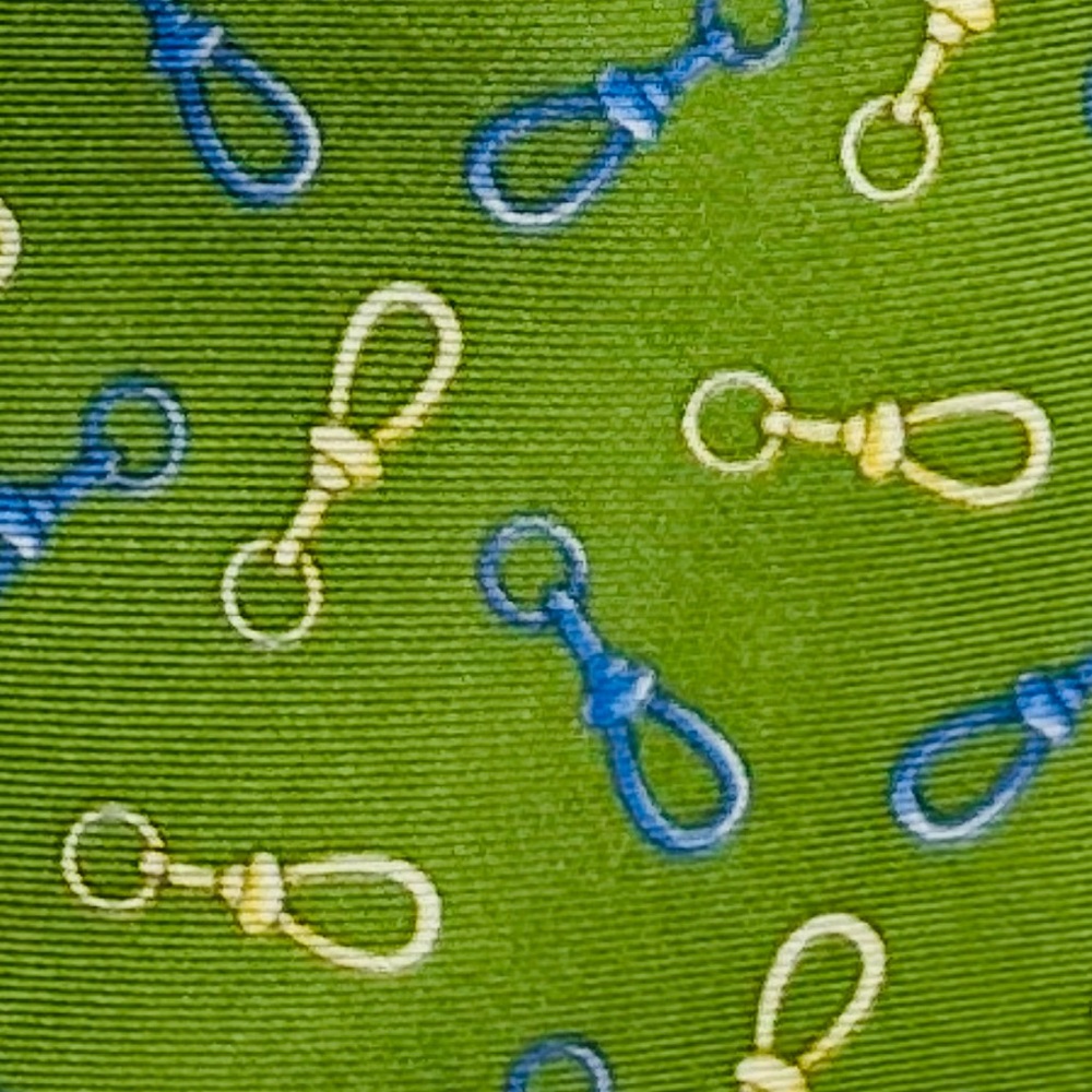 NWT “346” Brooks Brothers Silk equestrian Green Interlocking Harness Print Tie